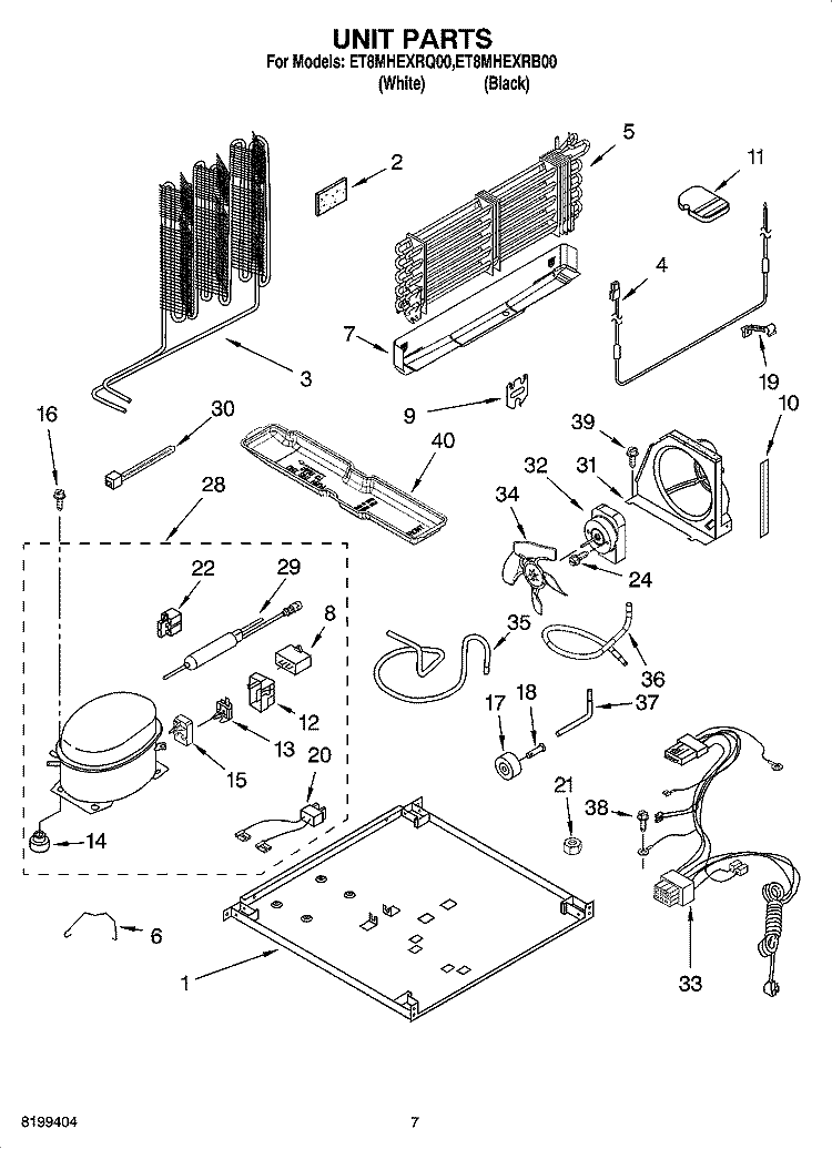 UNIT PARTS Diagram and Parts List for ET8MHEXRQ00  Whirlpool Refrigerator