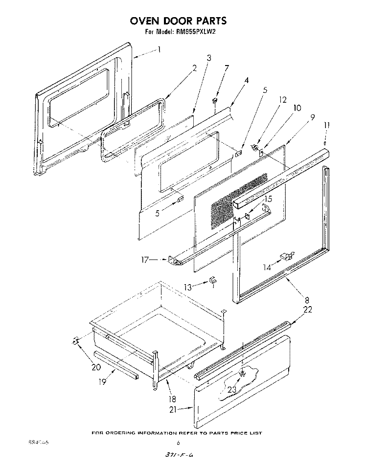 OVEN DOOR Diagram and Parts List for RM955PXLW2  Whirlpool Microwave Oven Combo