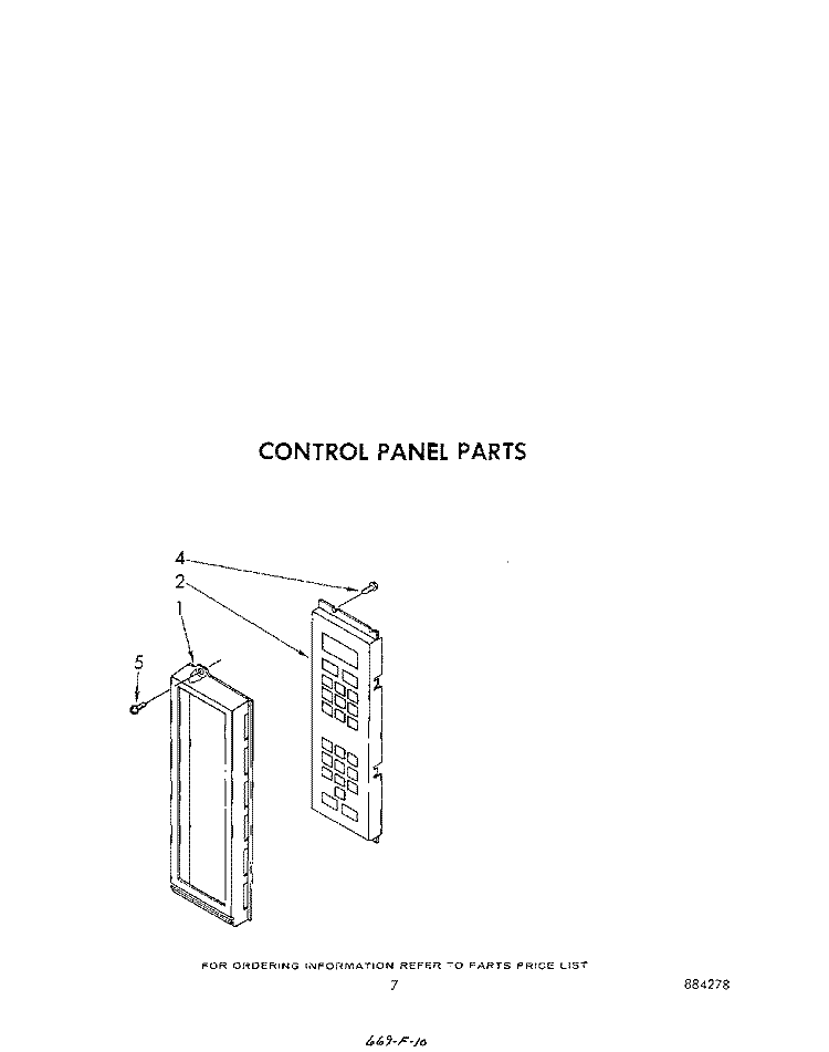 CONTROL PANEL Diagram and Parts List for MW8900XS2  Whirlpool Microwave