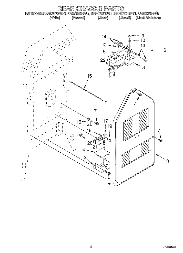 REAR CHASSIS Diagram and Parts List for KERC507HBL1  KitchenAid Range