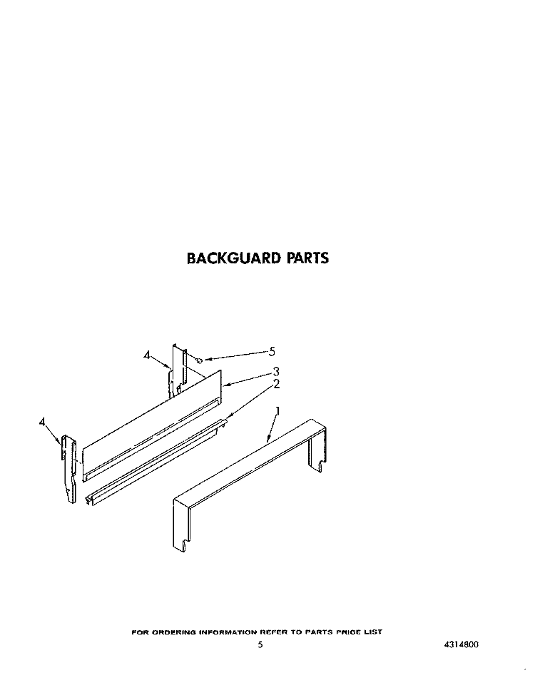 BACKGUARD Diagram and Parts List for SF0100SRW2  Whirlpool Range
