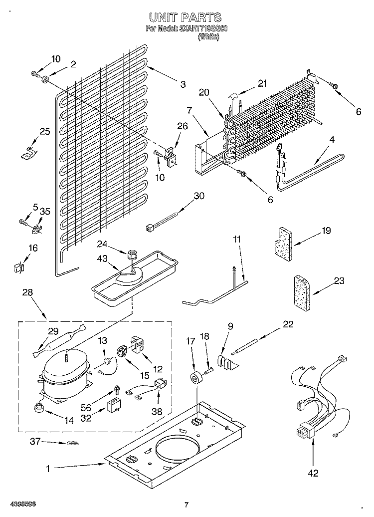 UNIT Diagram and Parts List for 3XART719GG00  Whirlpool Refrigerator