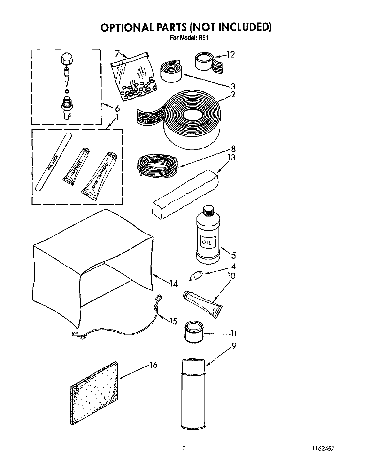 OPTIONAL Diagram and Parts List for R81  Whirlpool Air Conditioner