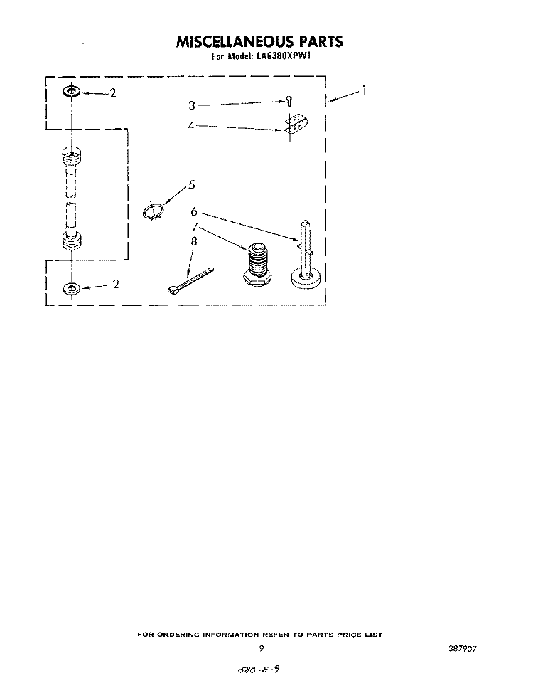 MISCELLANEOUS , LITERATURE AND OPTIONAL Diagram and Parts List for LA6380XPW1  Whirlpool Washer