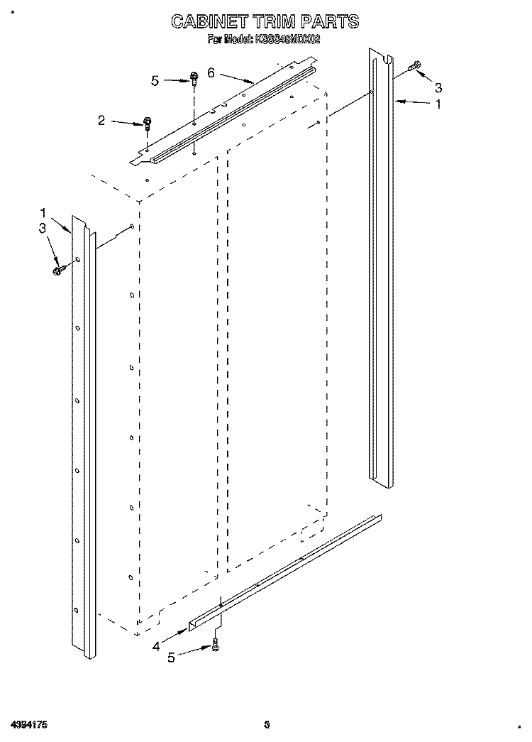 CABINET TRIM Diagram and Parts List for KSSS48MDX02  KitchenAid Refrigerator