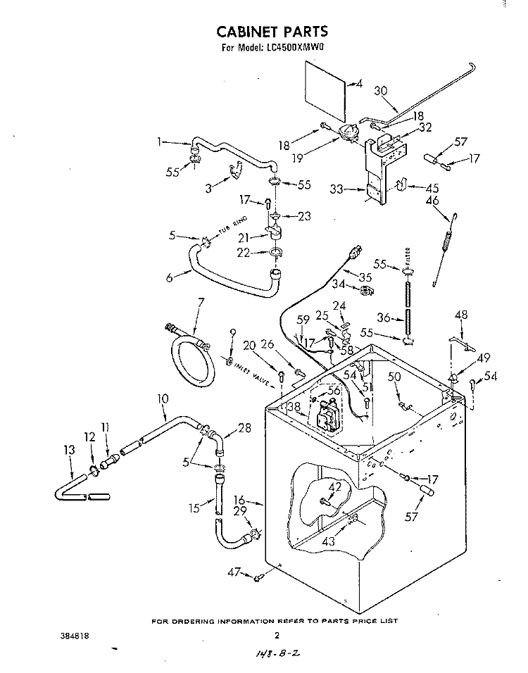 CABINET Diagram and Parts List for LC4500XMW0  Whirlpool Washer