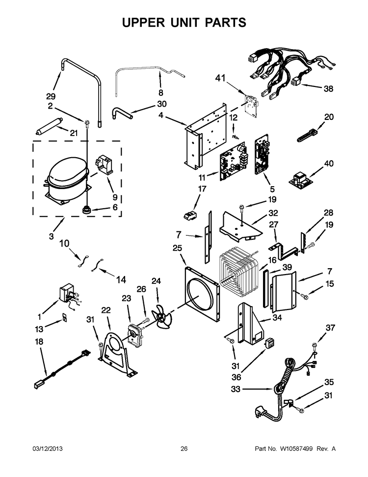 UPPER UNIT PARTS Diagram and Parts List for KSSC42QTS17  KitchenAid Refrigerator