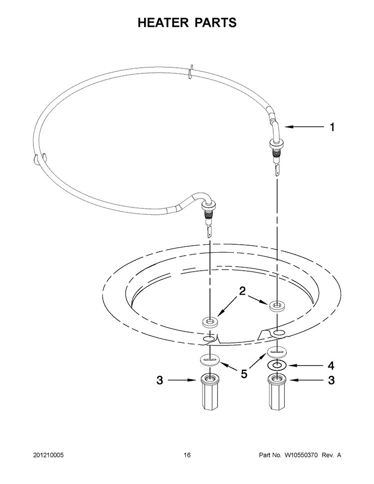 HEATER PARTS Diagram and Parts List for KUDS35FBWH1  KitchenAid Dishwasher