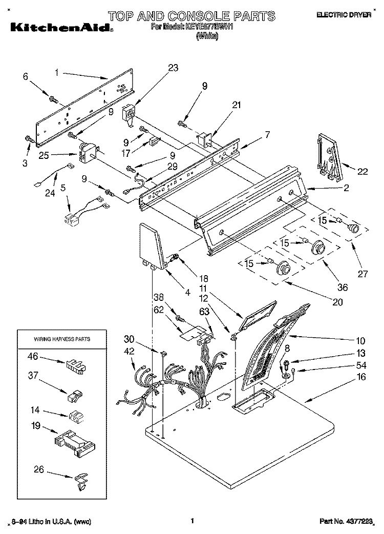 SECTION Diagram and Parts List for KEYE677BWH1  KitchenAid Dryer