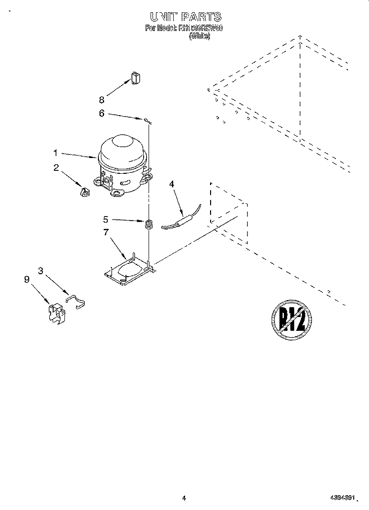 SECTION Diagram and Parts List for RH1599REW00  Roper Freezer