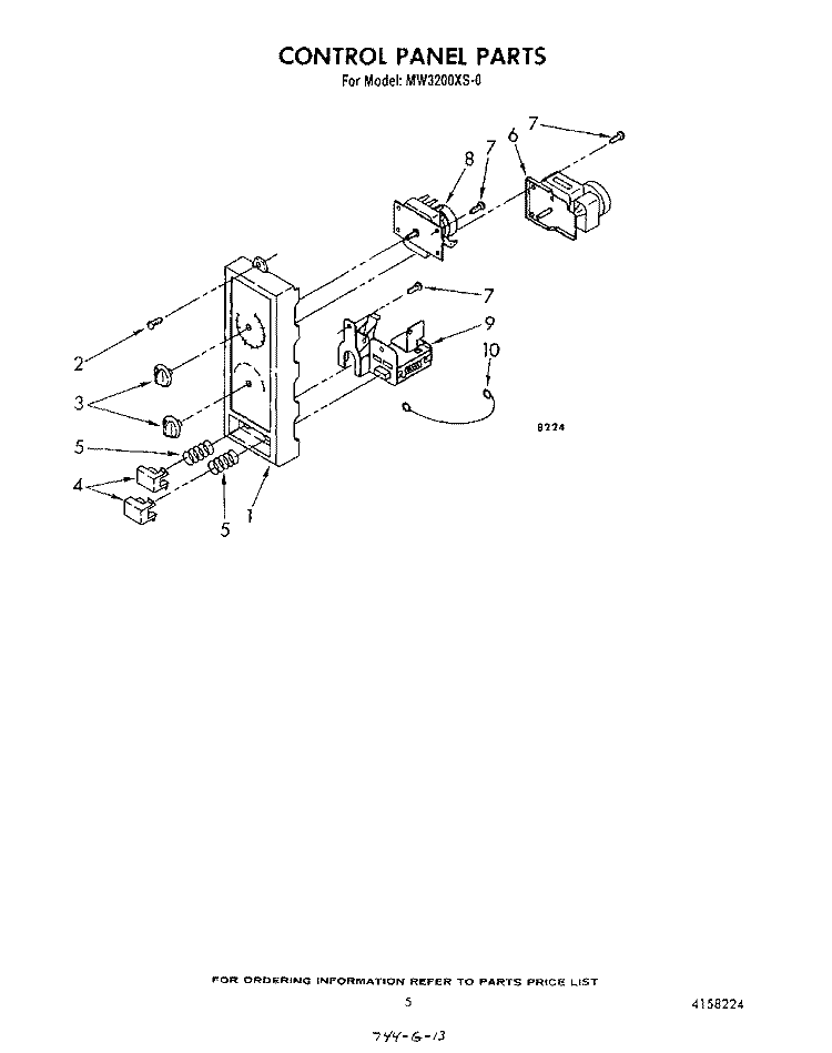 CONTROL PANEL Diagram and Parts List for MW3200XS0  Whirlpool Microwave