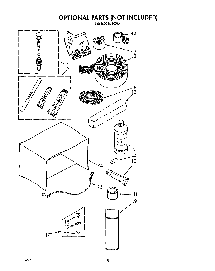 OPTIONAL Diagram and Parts List for BFR243  Whirlpool Air Conditioner