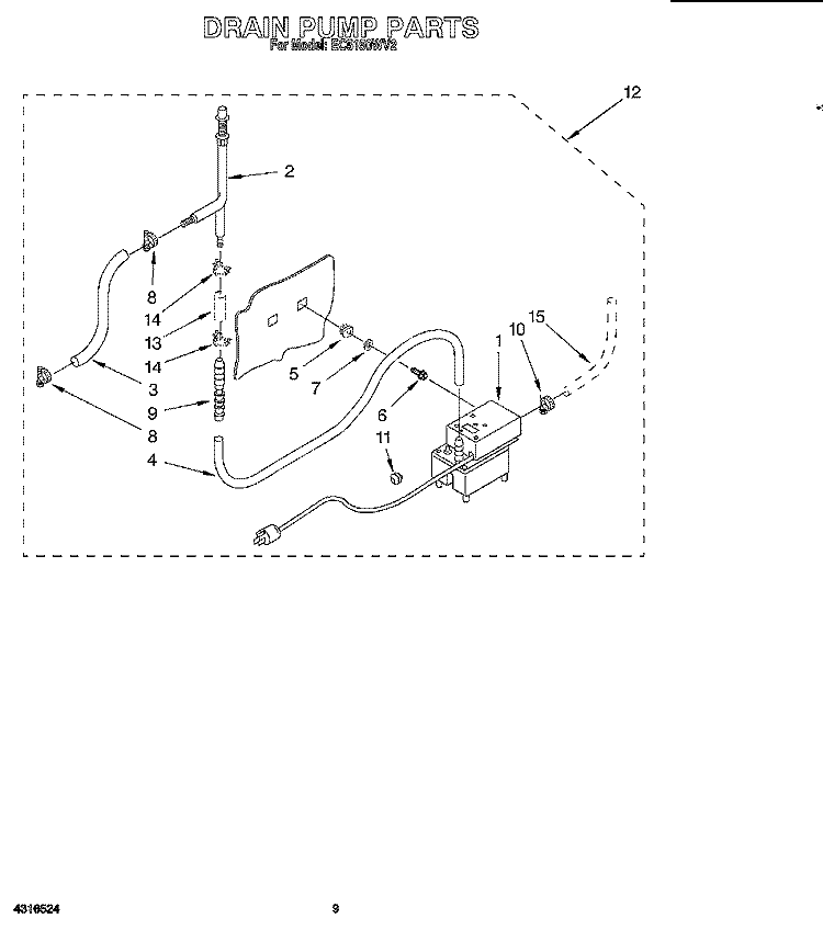 DRAIN PUMP Diagram and Parts List for EC5150WV2  Whirlpool Ice Maker