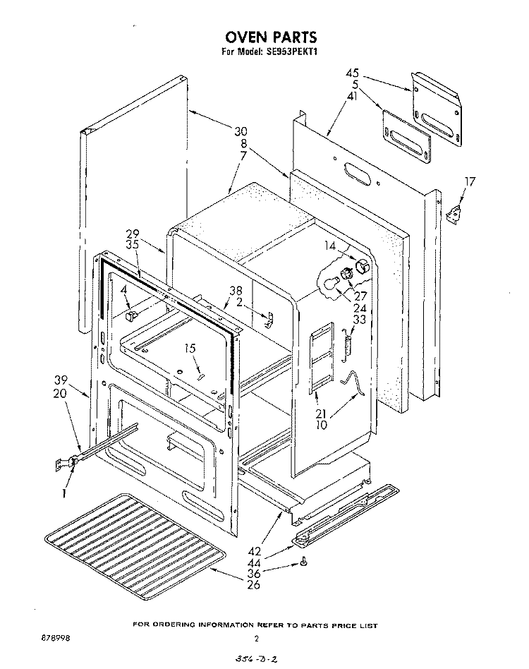 OVEN , LITERATURE AND OPTIONAL Diagram and Parts List for SE953PEKT1  Whirlpool Range