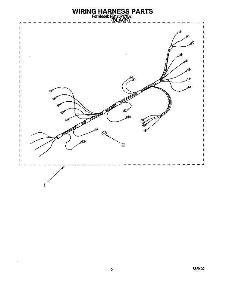 WIRING HARNESS Diagram and Parts List for RB120PXYB2  Whirlpool Wall Oven
