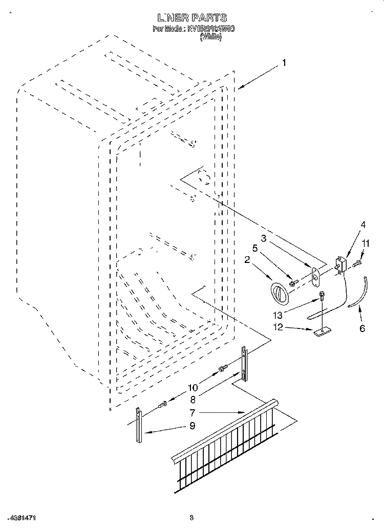 LINER, LIT/OPTIONAL Diagram and Parts List for RV15EFRAW00  Roper Freezer