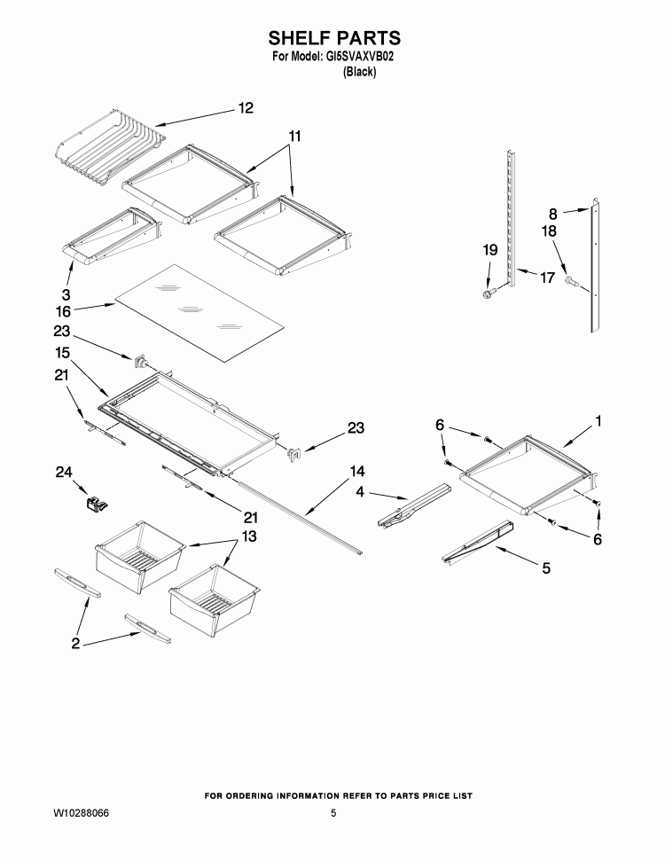 SHELF PARTS Diagram and Parts List for GI5SVAXVB02  Whirlpool Refrigerator