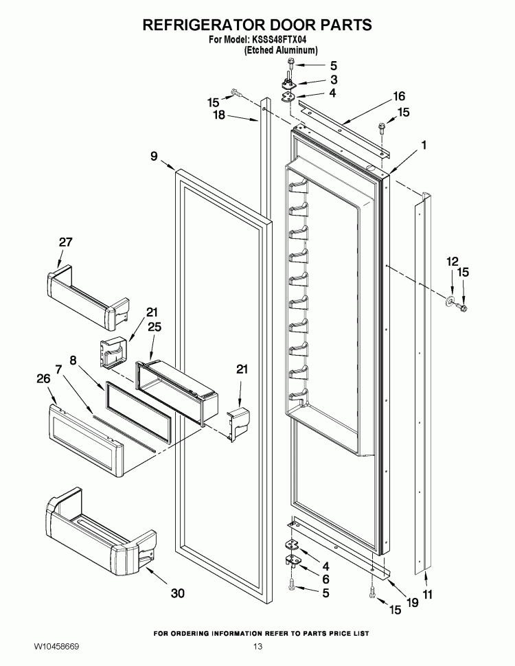 REFRIGERATOR DOOR PARTS Diagram and Parts List for KSSS48FTX04  KitchenAid Refrigerator