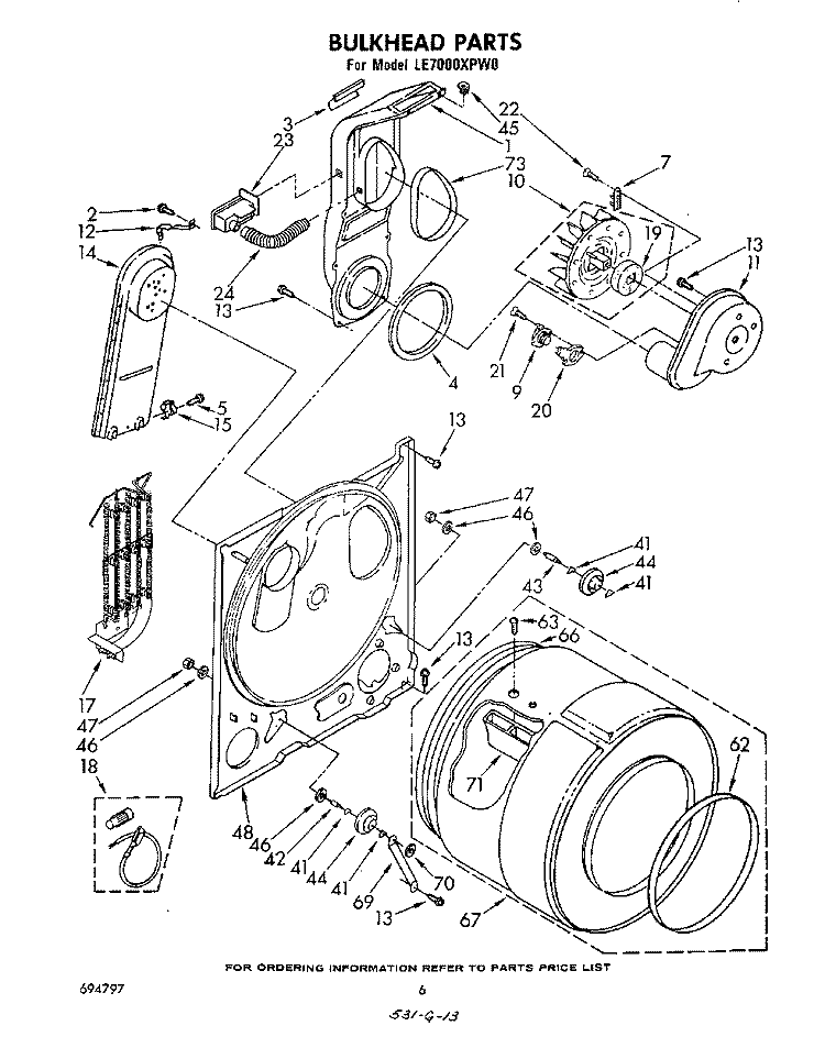 SECTION Diagram and Parts List for LE7000XPW0  Whirlpool Dryer