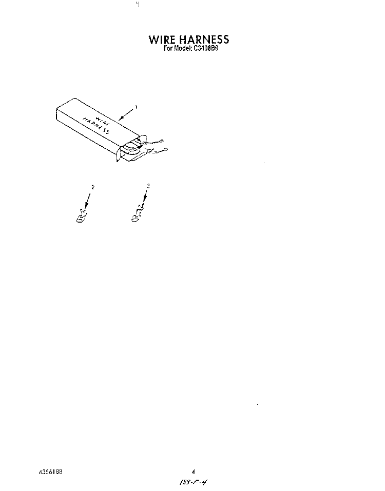 WIRE HARNESS Diagram and Parts List for C3408B0  Roper Range