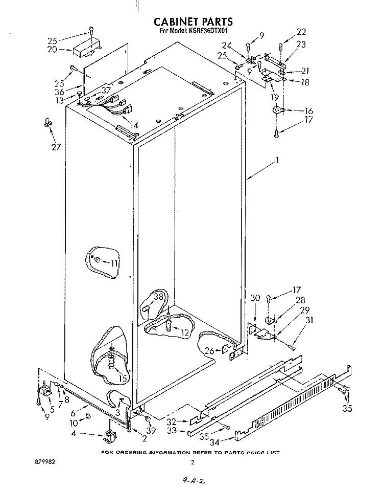 CABINET Diagram and Parts List for KSRF36DTX01  KitchenAid Refrigerator