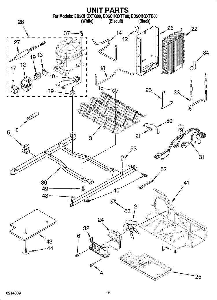 UNIT PARTS Diagram and Parts List for ED5CHQXTB00  Whirlpool Refrigerator