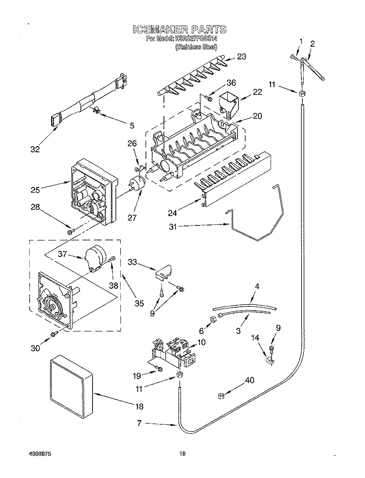 ICE MAKER, OPTIONAL Diagram and Parts List for KSRS27FGSS14  KitchenAid Refrigerator