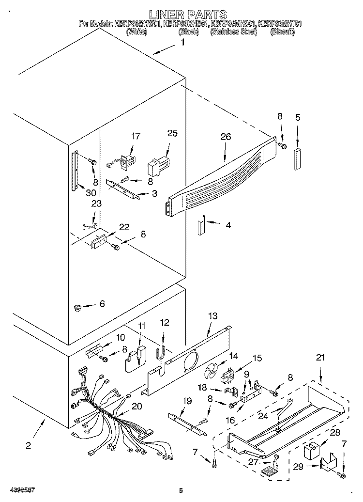 LINER Diagram and Parts List for KBRP36MHB01  KitchenAid Refrigerator