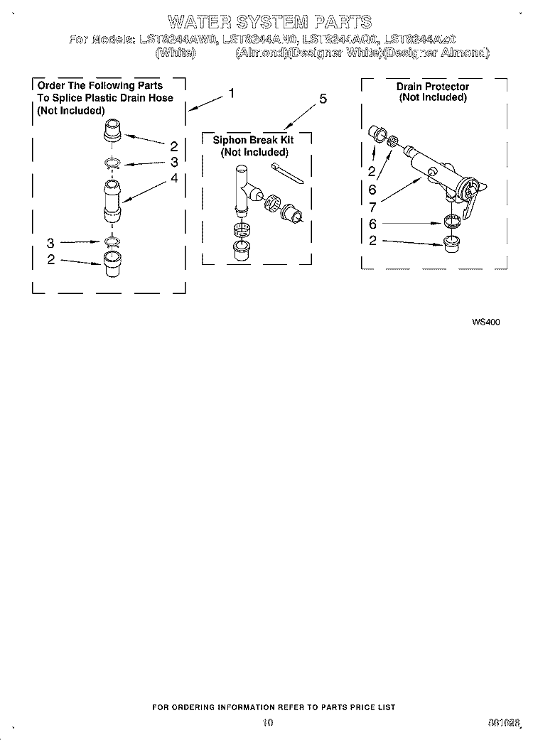 WATER SYSTEM Diagram and Parts List for LST8244AN0  Whirlpool Washer