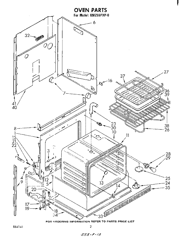 OVEN Diagram and Parts List for RM255PXP0  Whirlpool Microwave Oven Combo