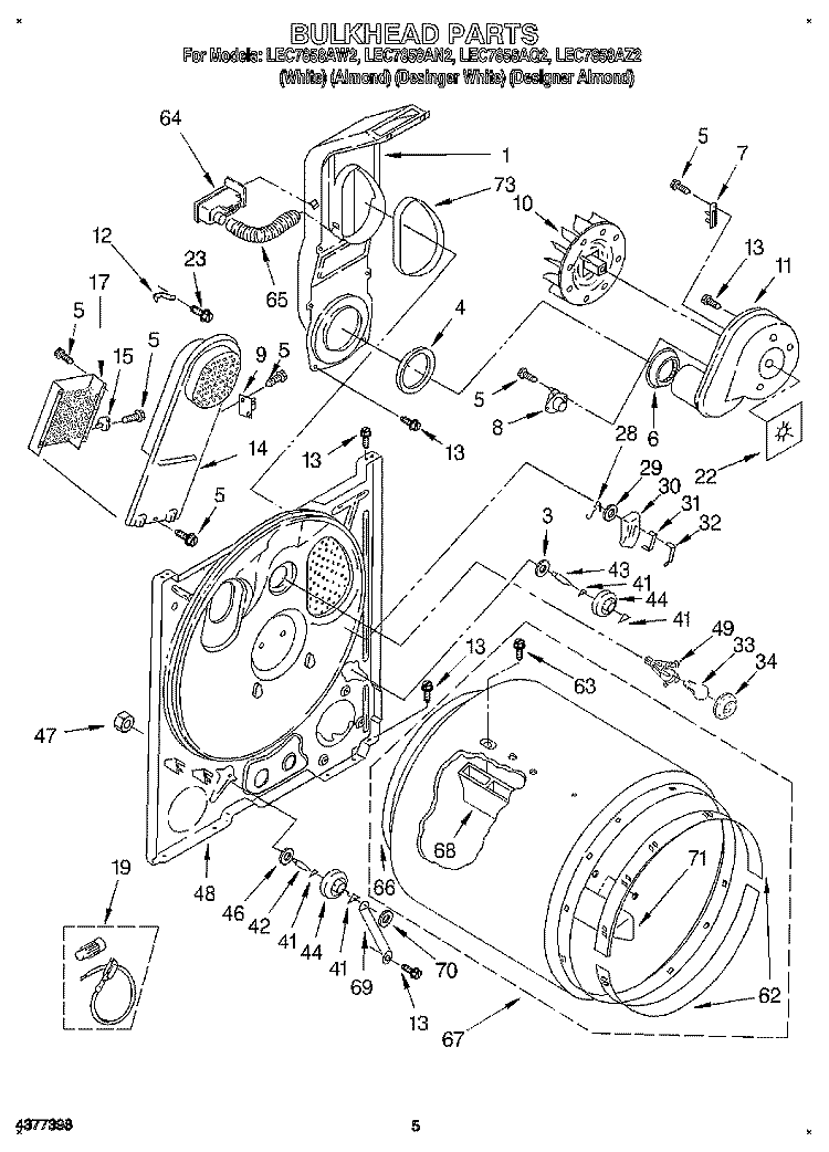 SECTION Diagram and Parts List for LEC7858AN2  Whirlpool Dryer