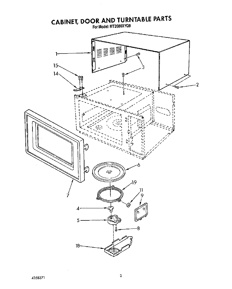 SECTION Diagram and Parts List for MT2080XYQ0  Whirlpool Microwave