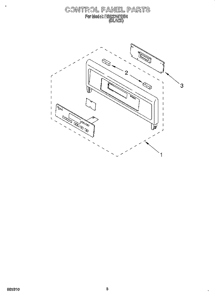 CONTROL PANEL, LITERATURE Diagram and Parts List for RBS270PDB4  Whirlpool Wall Oven