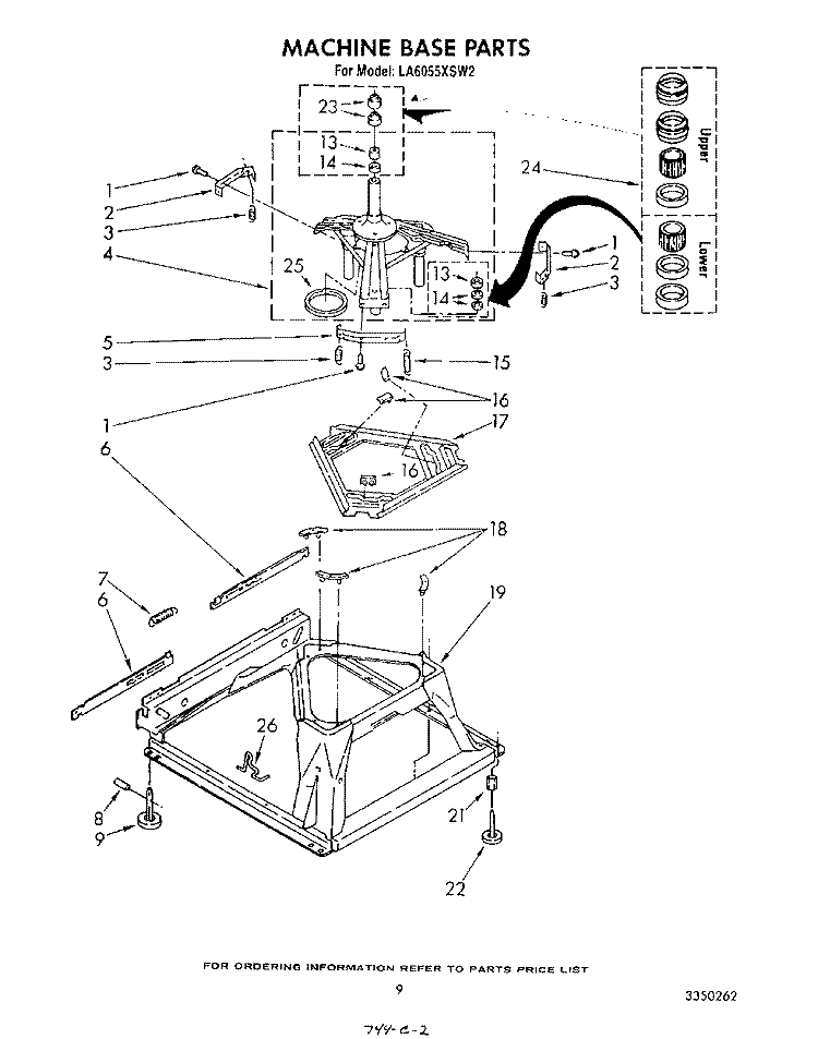 MACHINE BASE Diagram and Parts List for LA6055XSW2  Whirlpool Washer