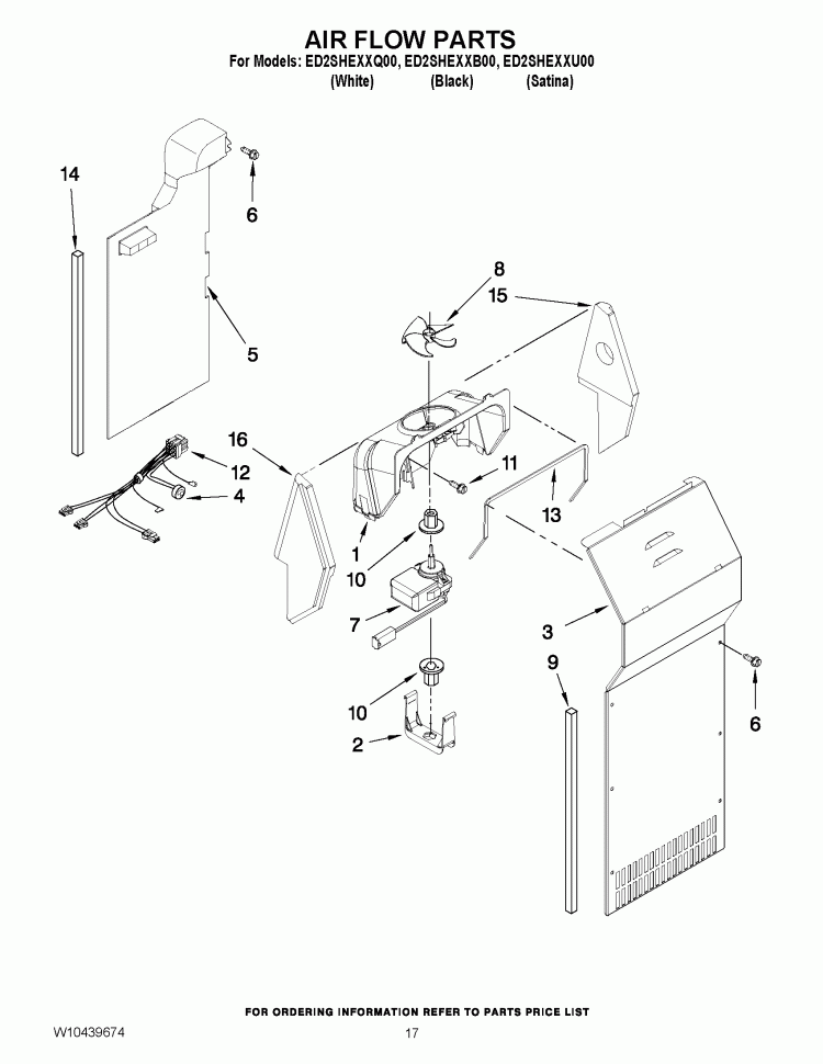 AIR FLOW PARTS Diagram and Parts List for ED2SHEXXB00  Whirlpool Refrigerator