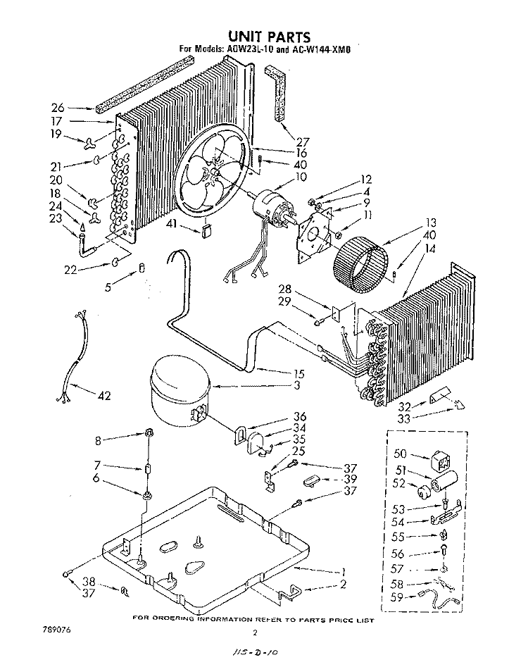 SECTION Diagram and Parts List for ACW144XM0  Whirlpool Air Conditioner