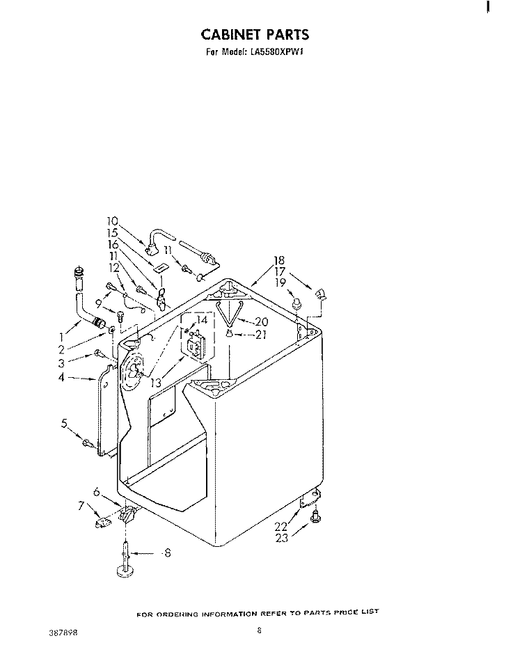 CABINET Diagram and Parts List for LA5580XPW1  Whirlpool Washer