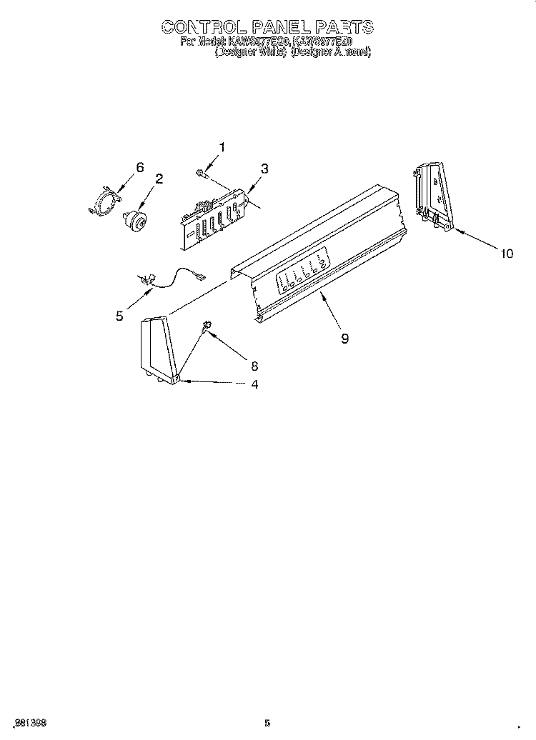 CONTROL PANEL Diagram and Parts List for KAWS977EQ0  KitchenAid Washer