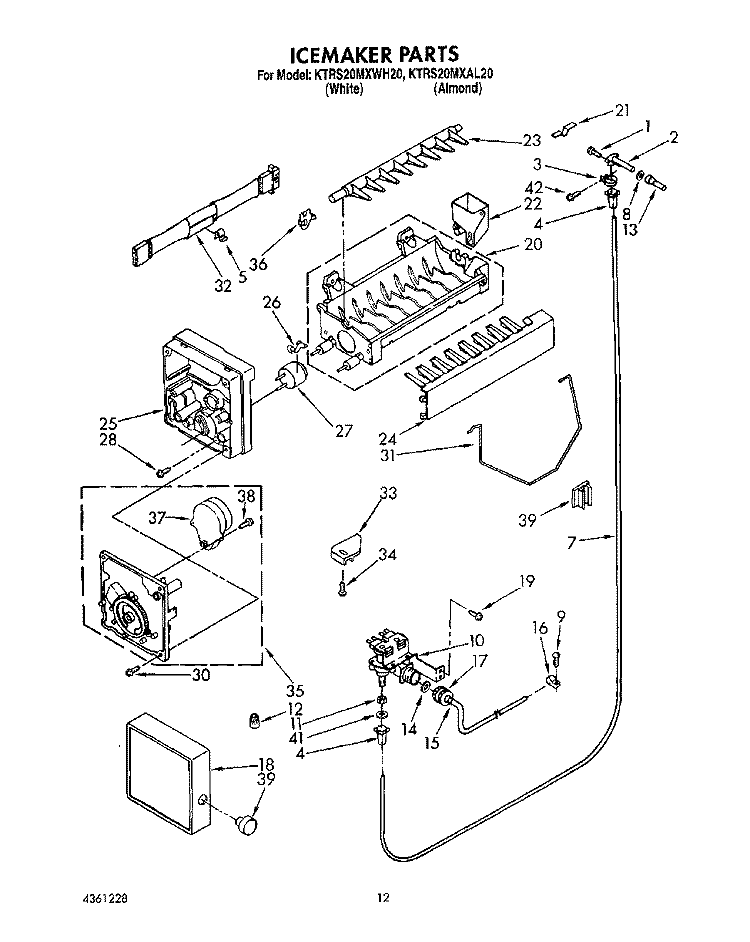 ICEMAKER Diagram and Parts List for KTRS20MXWH20  KitchenAid Refrigerator