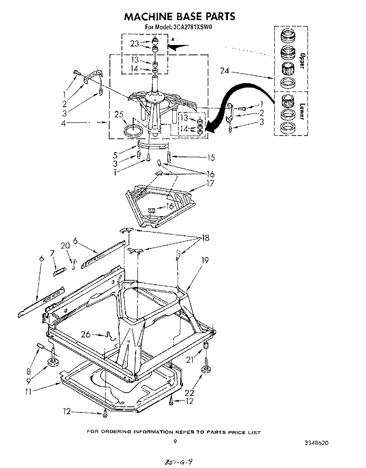 MACHINE BASE Diagram and Parts List for 3CA2781XSW0  Whirlpool Washer