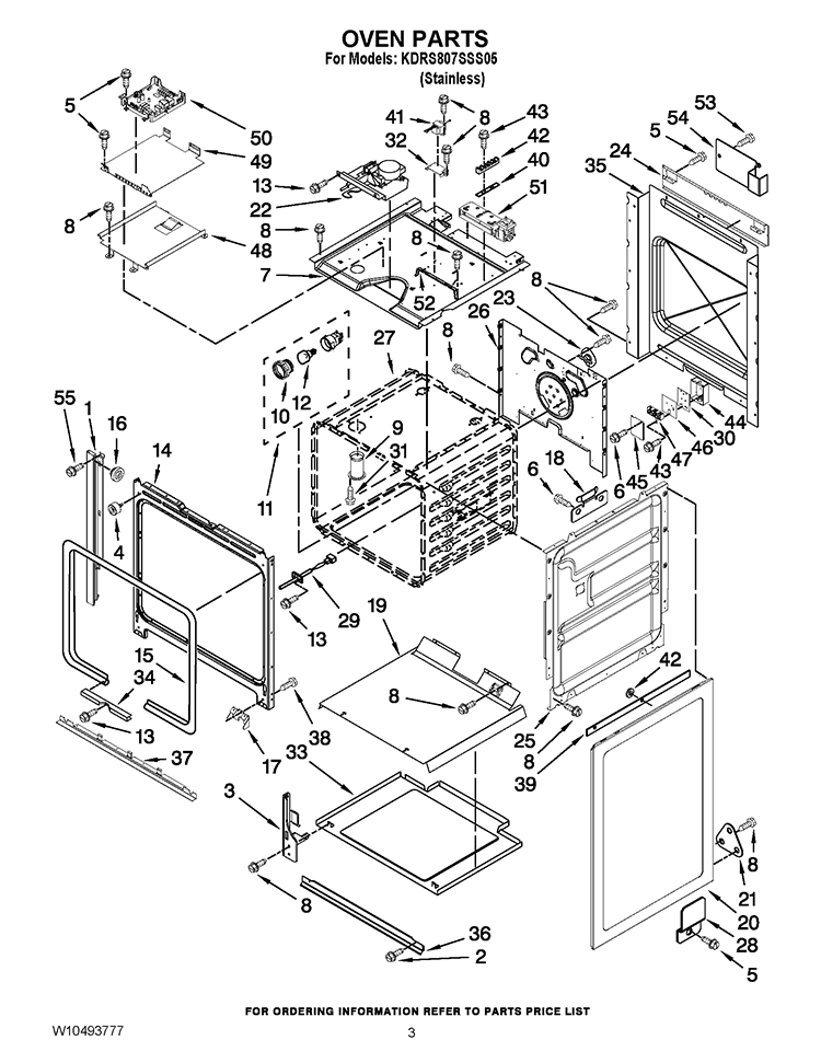 OVEN PARTS Diagram and Parts List for KDRS807XSP00  KitchenAid Range