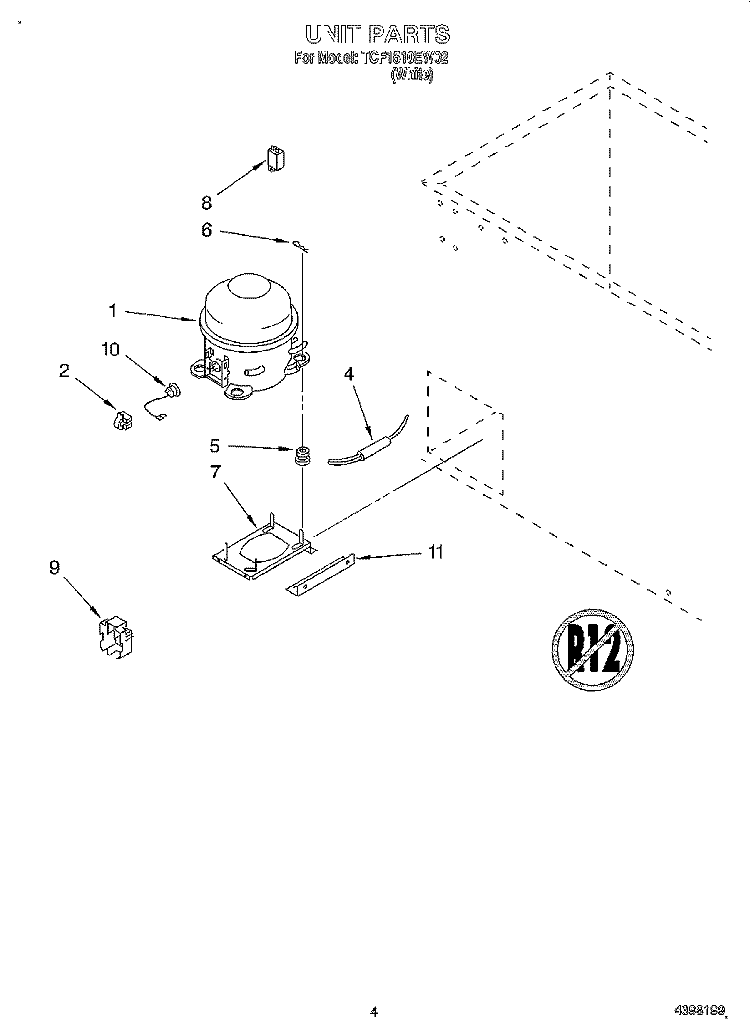 SECTION Diagram and Parts List for TCF1510EW02  Whirlpool Freezer