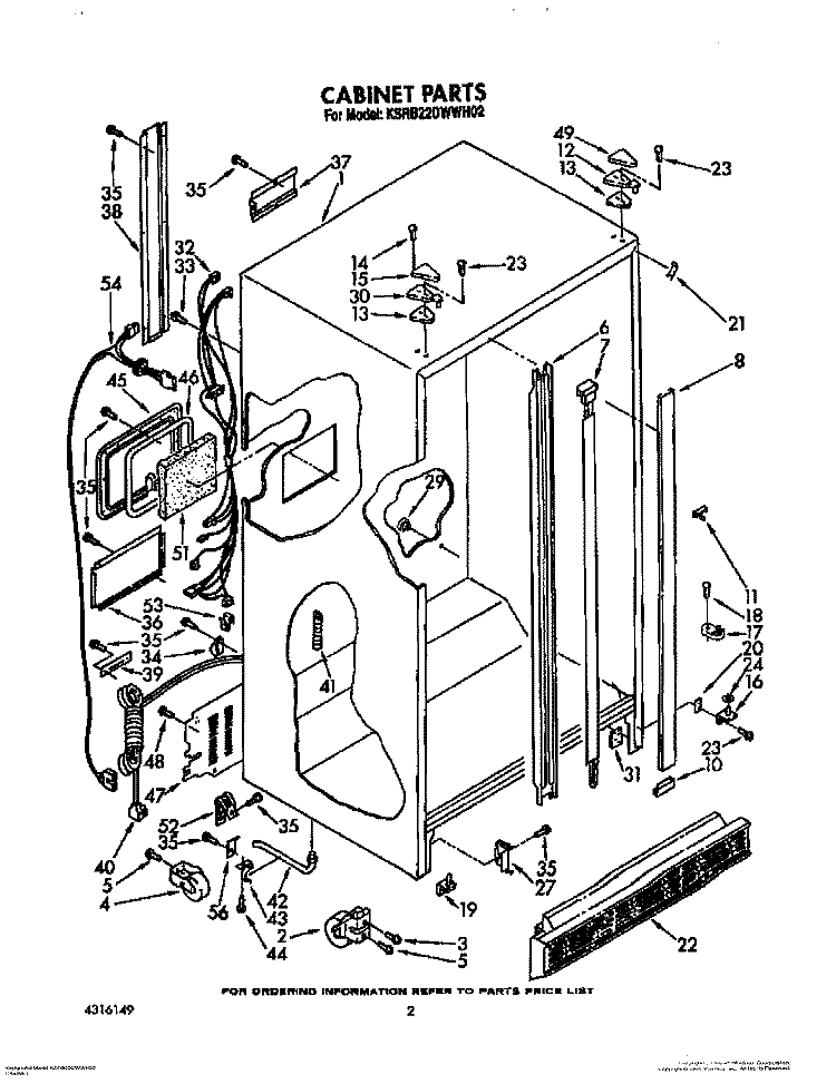 CABINET Diagram and Parts List for KSRB22DWAL02  KitchenAid Refrigerator