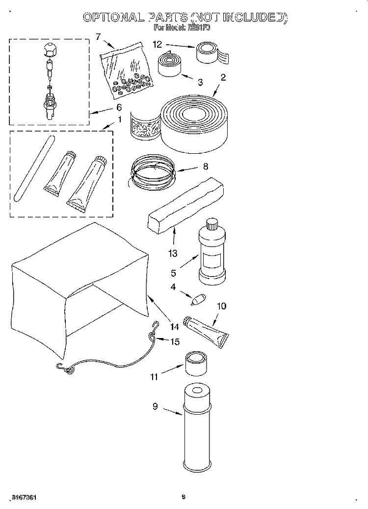 OPTIONAL Diagram and Parts List for RE81F0  Whirlpool Air Conditioner