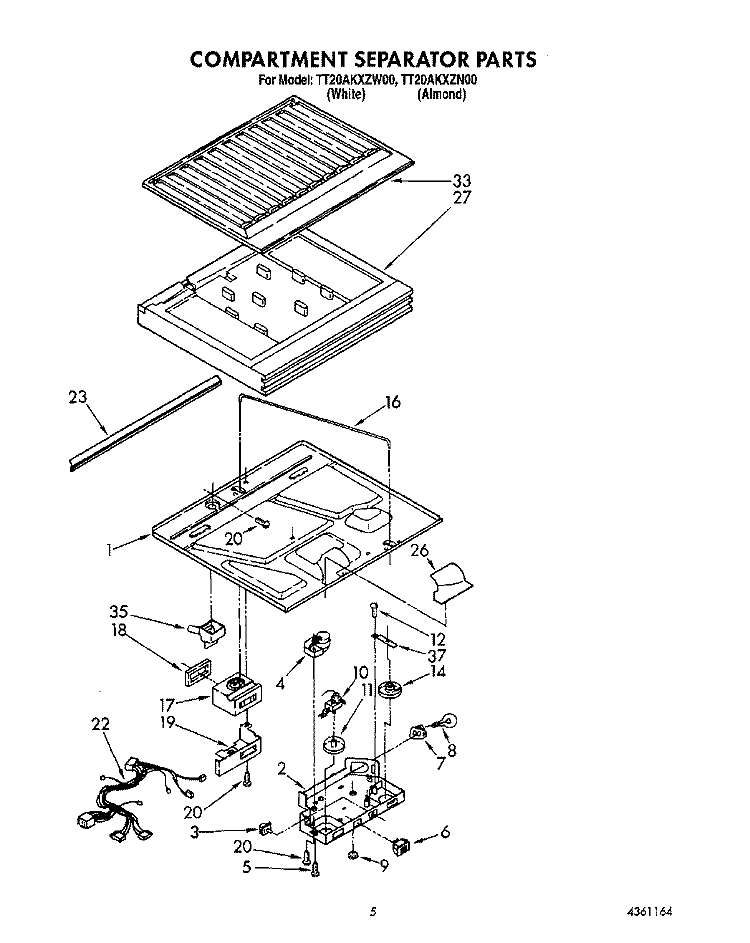 COMPARTMENT SEPARATOR Diagram and Parts List for TT20AKXZN00  Whirlpool Refrigerator