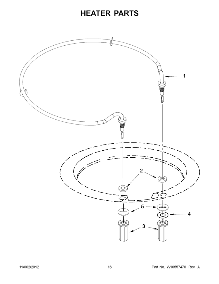 HEATER PARTS Diagram and Parts List for KUDE40FXBT6  KitchenAid Dishwasher