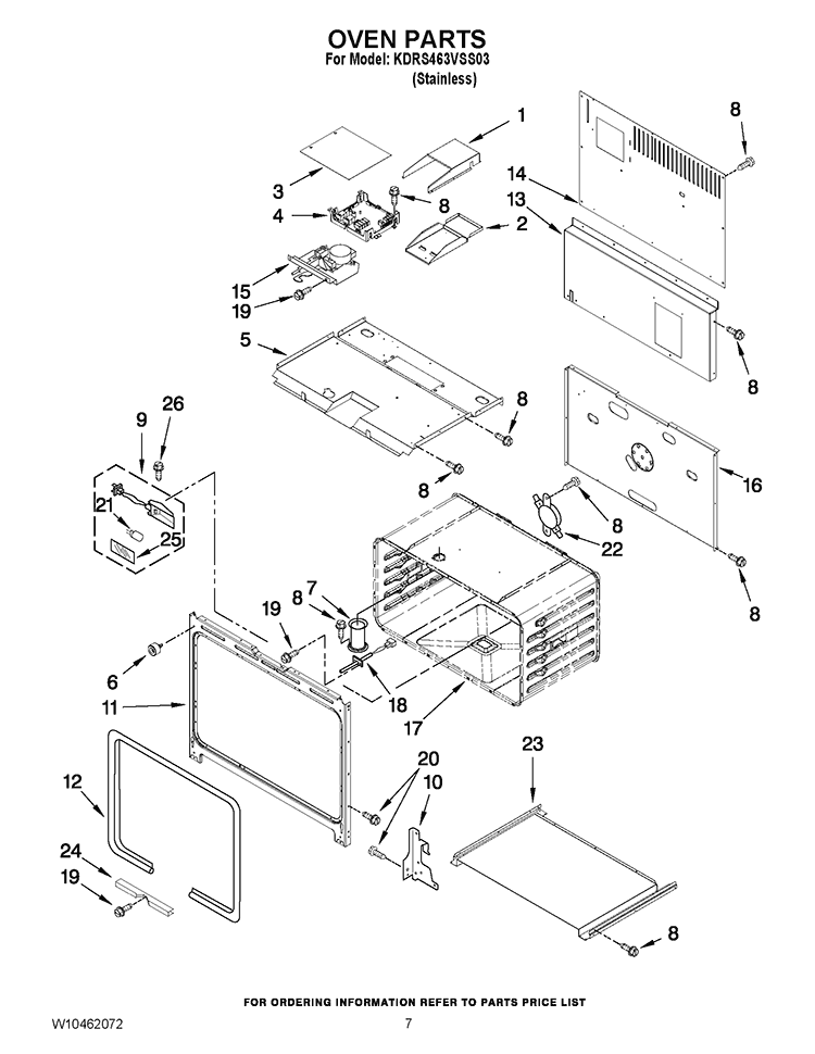 OVEN PARTS Diagram and Parts List for KDRS463VSS03  KitchenAid Range