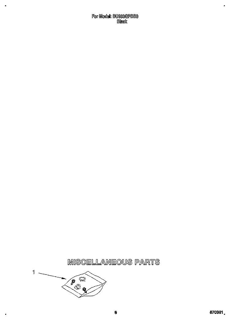 MISCELLANEOUS Diagram and Parts List for DU960QPDB0  Whirlpool Dishwasher