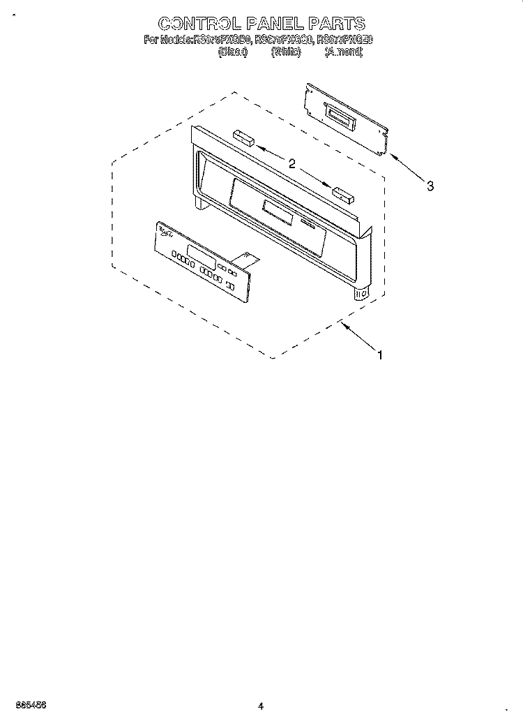CONTROL PANEL, LITERATURE Diagram and Parts List for RS675PXGB0  Whirlpool Range