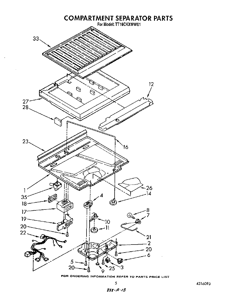 COMPARTMENT SEPARATOR Diagram and Parts List for TT16CKXWW01  Whirlpool Refrigerator